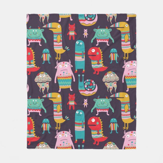 Funny monsters seamless pattern fleecefilt (Framsidan)