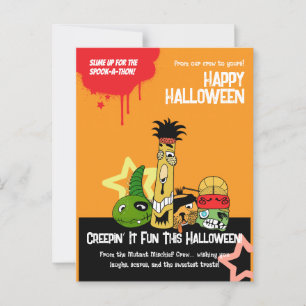 Funny Monsters Zombies Halloween Tecknad Design Vykort