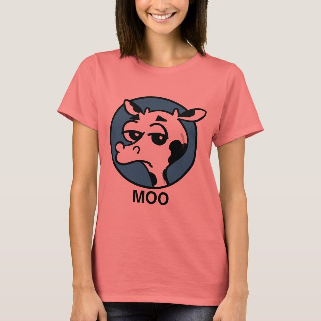 FUNNY MOO COW GRAPHIC RINGER T-SHIRT (Framsida)