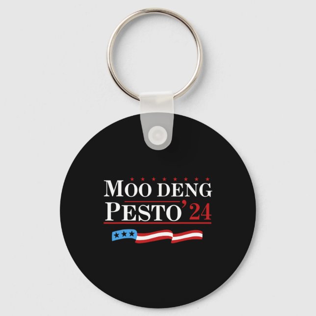 Funny Moo Deng Pesto 24 Penguin Ba Nyckelring (Framsida)