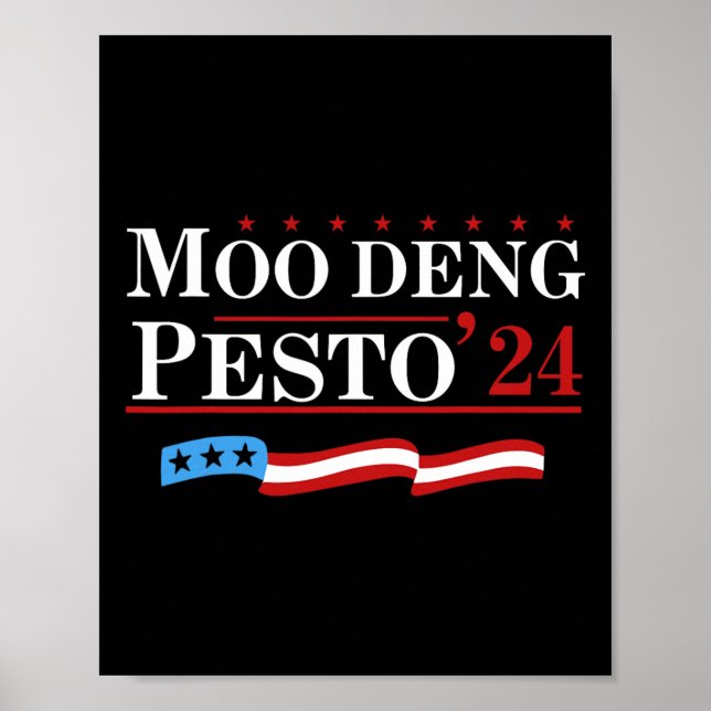 Funny Moo Deng Pesto 24 Penguin Ba Poster (Framsidan)