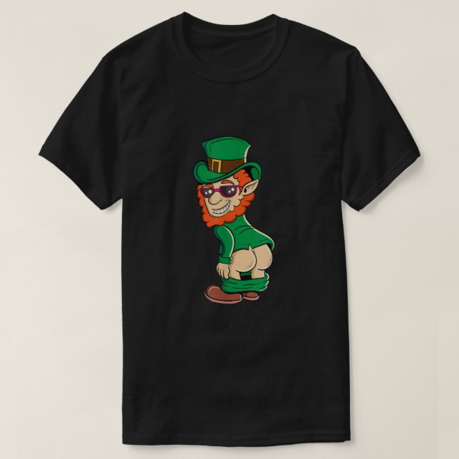 Funny Mooning Leprechaun Butt St patricks day Iris T Shirt (Design framsida)