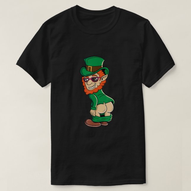 Funny Mooning Leprechaun Butt St patricks day Iris T Shirt (Design framsida)
