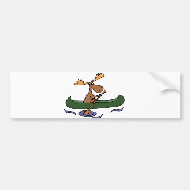 Funny Moose Canoeing Tecknad Bildekal (Framsidan)