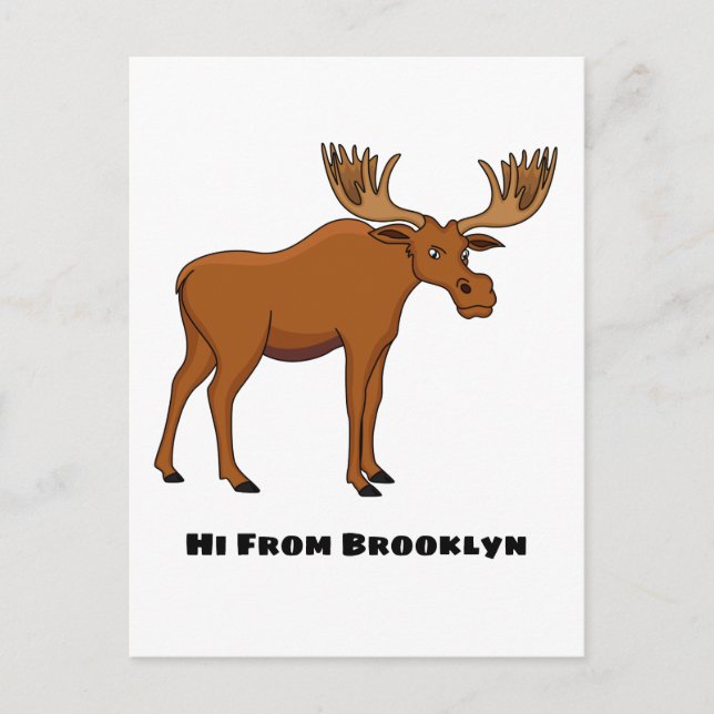 Funny moose cartoon illustration  vykort (Framsida)