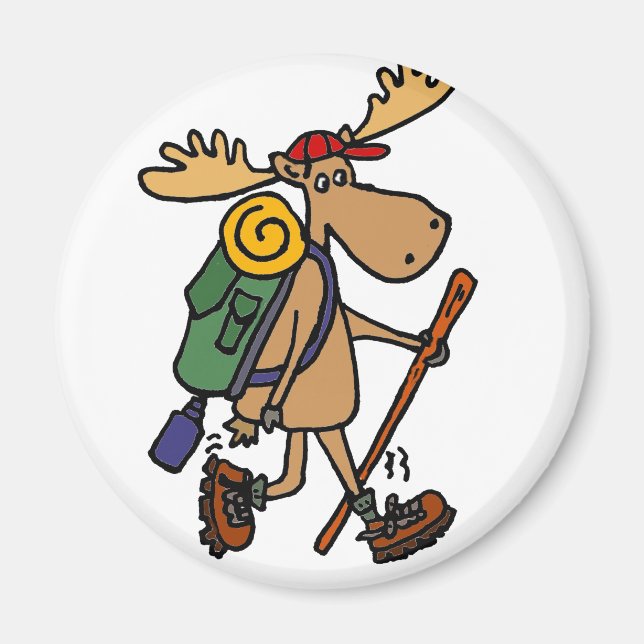 Funny Moose Hiker Magnet (Framsidan)