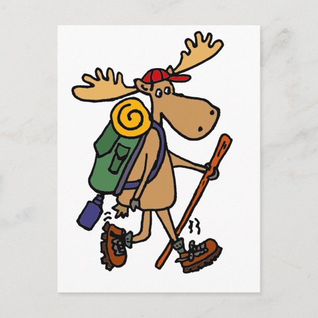 Funny Moose Hiker Vykort (Framsida)
