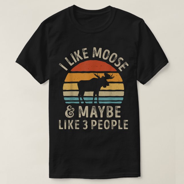 Funny Moose Lover Retro Sunset Design T Shirt (Design framsida)