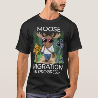 Funny Moose Migration In Progress Moose Crossing C T Shirt