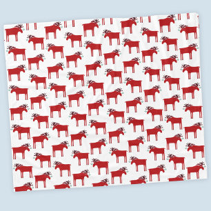 Funny Moose Red and White Helgdag Fleecefilt