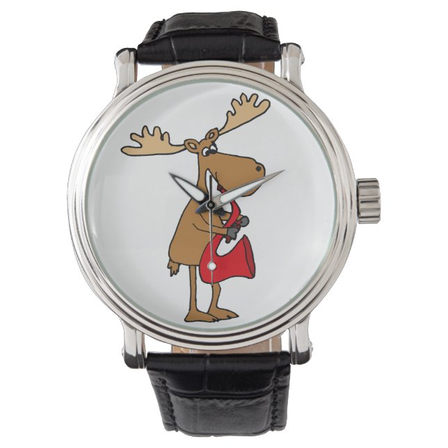Funny Moose spelar Red Saxophone Art Armbandsur (Framsida)