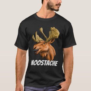 Funny Moostache Pappa Joke Animal Moose Mustache T Shirt