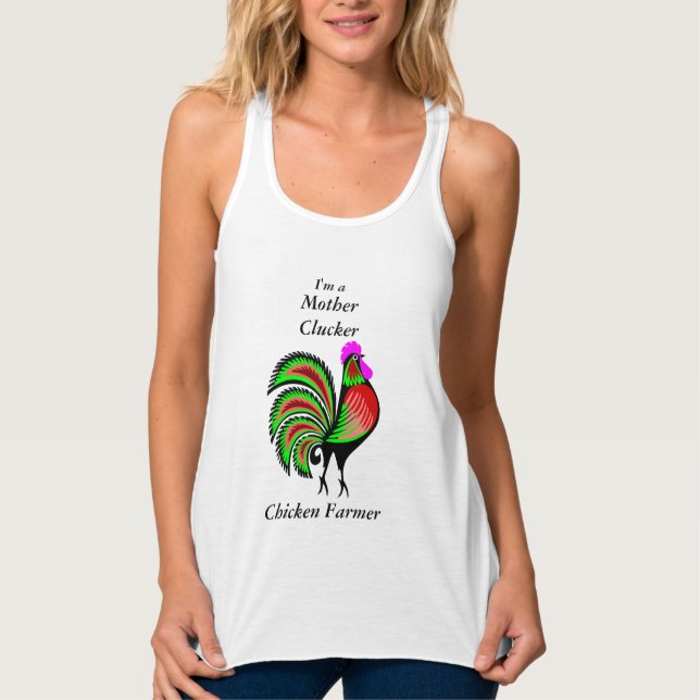 Funny Mor Clucker Chicken Farmer Hen ww2 Linne Med Racerback (Framsida)