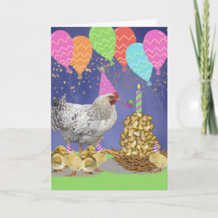 Funny Mor Clucking Birthday Hen and Chick Card Kort