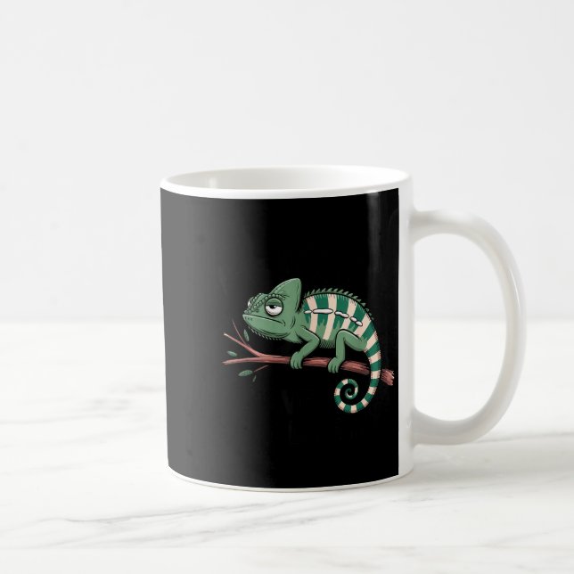 Funny Morning Person Coffee Lover Chameleon  Kaffemugg (Höger)