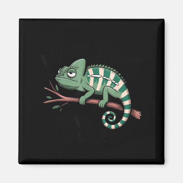 Funny Morning Person Coffee Lover Chameleon  Magnet (Framsidan)