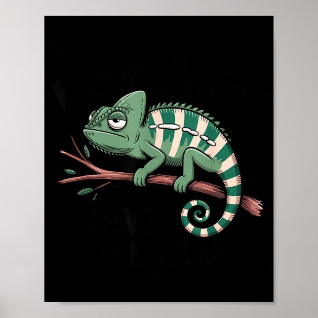 Funny Morning Person Coffee Lover Chameleon  Poster (Framsidan)
