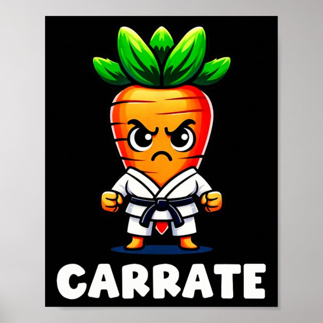 Funny morot i Karate Gi Carrate Black Bälte Marti Poster (Framsidan)