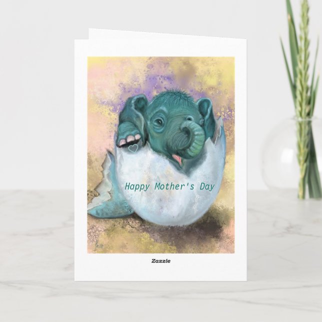 Funny Mors dag Card Baby Elephant Hatching Kort (Baksida)