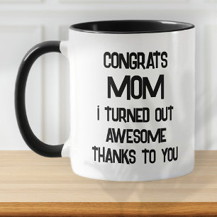 Funny Mors dag citerar Modern Black and White Mugg