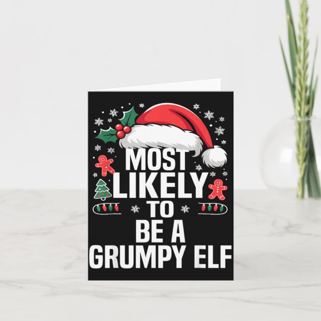 Funny Most Likely To Christmas Family Pajama Match Kort (Framsida)