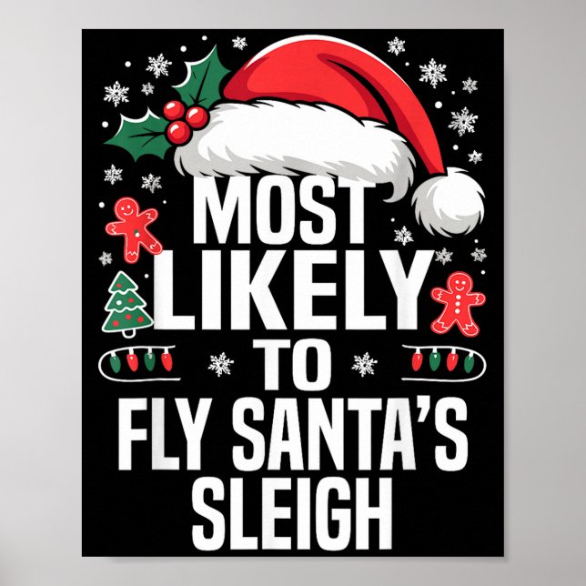 Funny Most Likely To Christmas Family Pajama Match Poster (Framsidan)