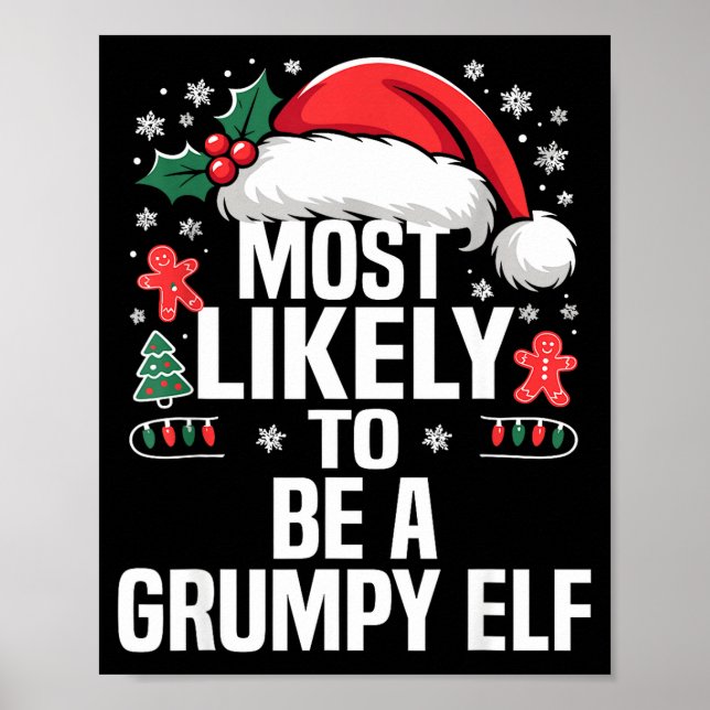 Funny Most Likely To Christmas Family Pajama Match Poster (Framsidan)