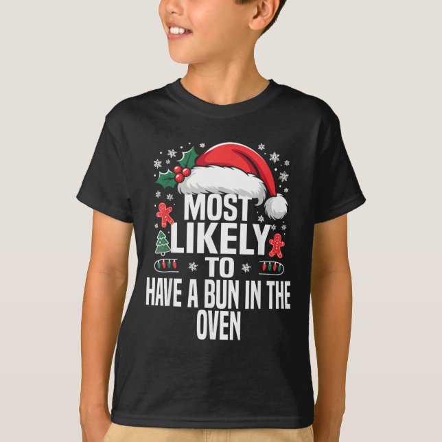 Funny Most Likely To Christmas Family Pajama Match T Shirt (Framsida)