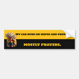 Funny Mostly Prayers Bumper Sticker - Monk Cat Car Bildekal