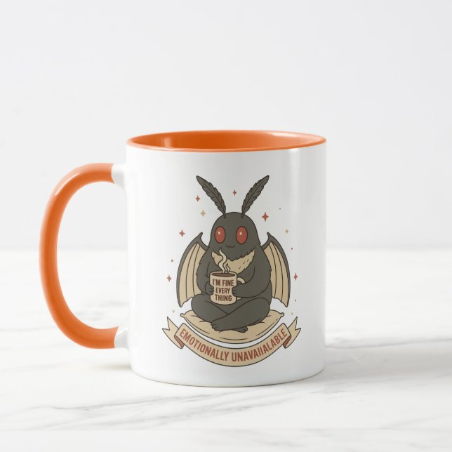 Funny Mothman Mug – Emotional Support Cryptid Coff Mugg (Vänster)