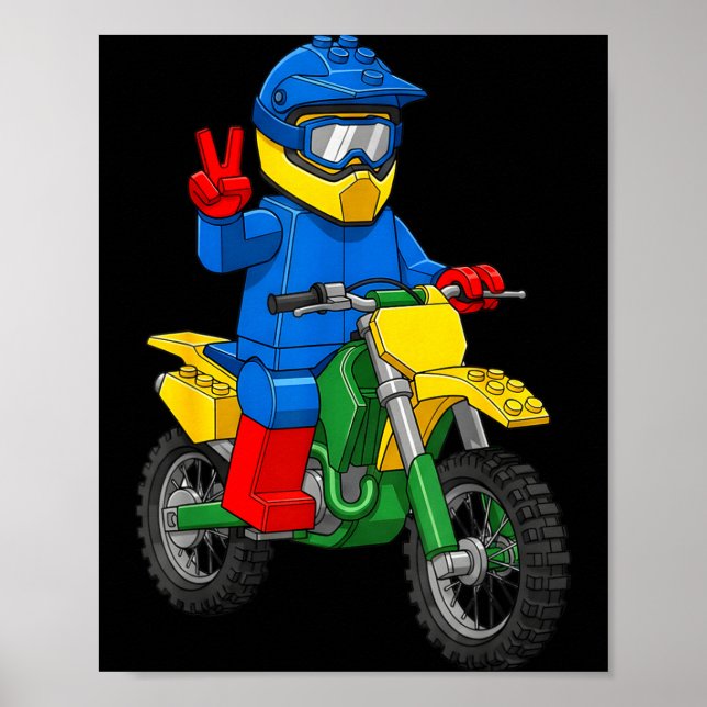 Funny Motorbike Builder Boys Block Building Toys D Poster (Framsidan)