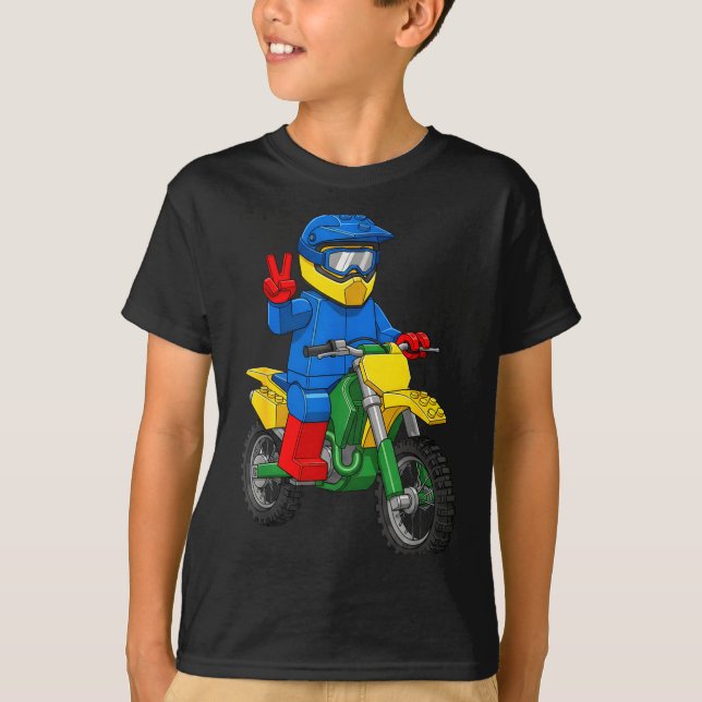 Funny Motorbike Builder Boys Block Building Toys D T Shirt (Framsida)