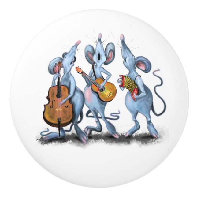 Funny Mouse Music Band Ceramic Knob Knopp (Framsidan)