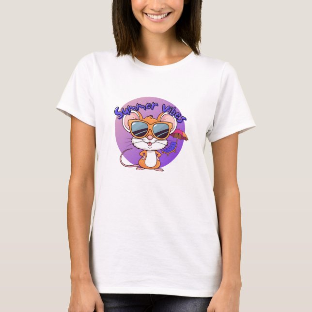 Funny Mouse Summer Vibes T Shirt (Framsida)