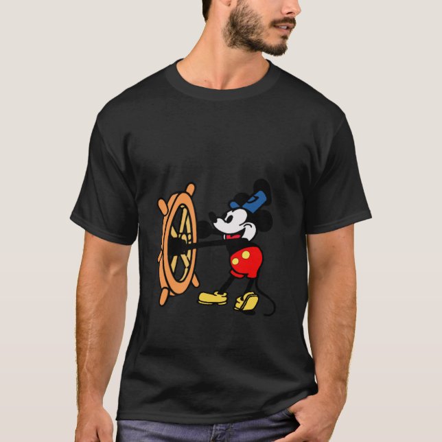 Funny MOUSE TECKNAD Steamboat Willie Original T Shirt (Framsida)