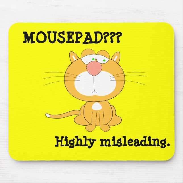 Funny Mousepad med Ledsen Cat Musmatta (Framsidan)