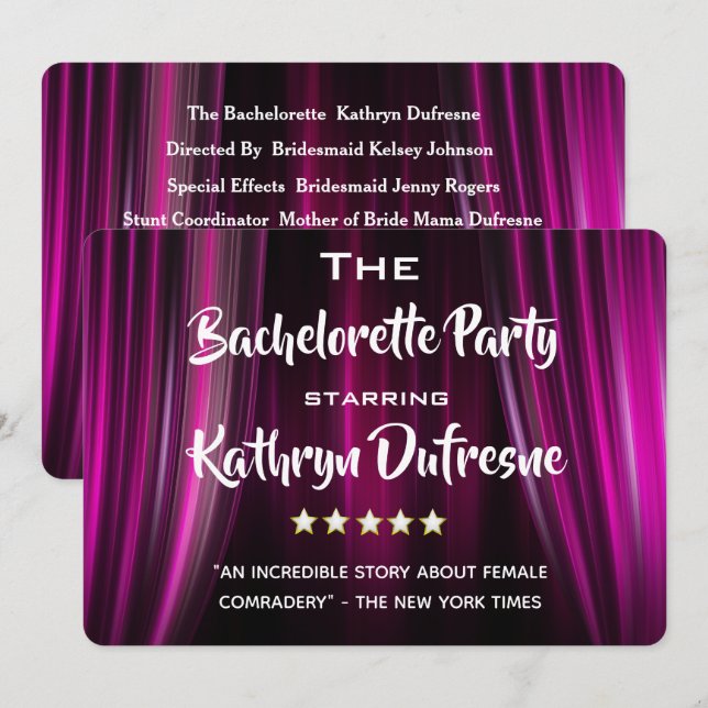 Funny Movie/Cast Parody Bachelorette Party Inbjuda Inbjudningar (Fram/baksida)