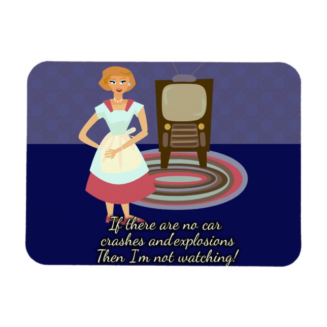 Funny Movie Loving Housefru Retro Art Roligt Magnet (Horisontell)