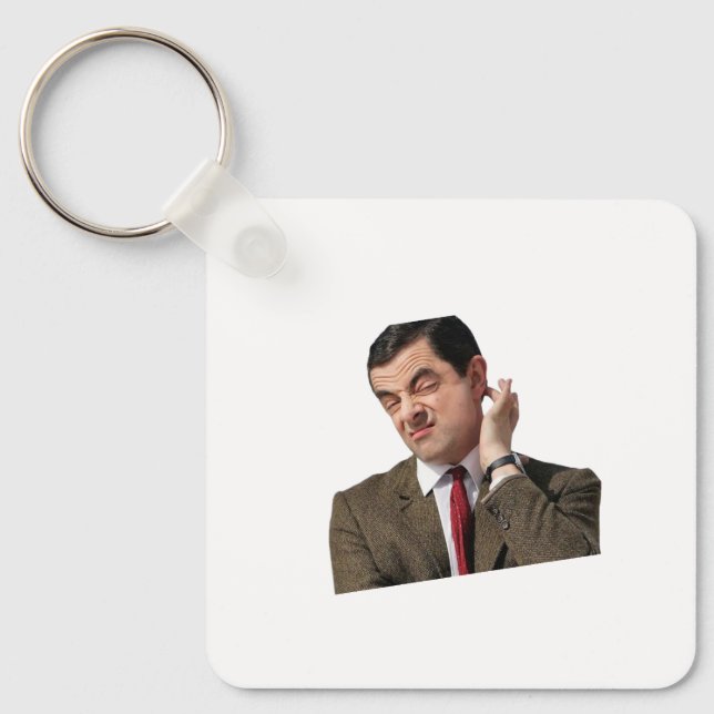 Funny Mr. Bean Confused Meme Keychain - Humorous G Nyckelring (Framsida)