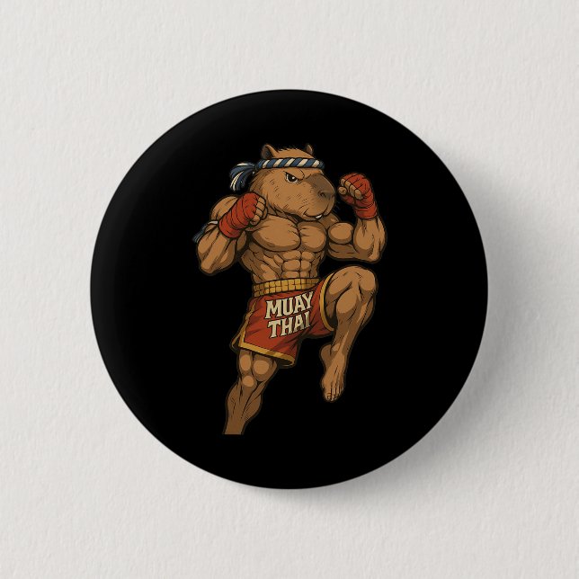 Funny Muay Thai Capybara Thai Boxing Martial Arts Knapp (Framsida)