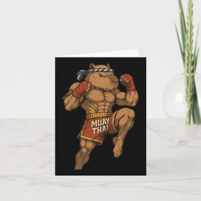 Funny Muay Thai Capybara Thai Boxing Martial Arts Kort (Framsida)