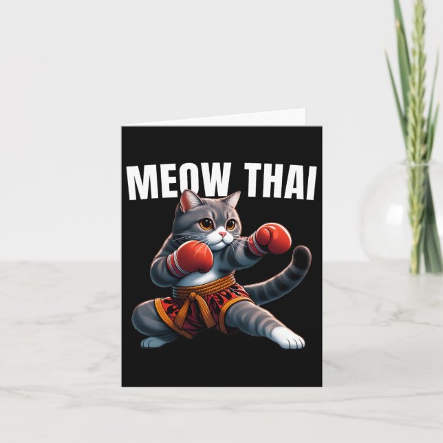 Funny Muay Thai Cat Meow Thai Boxing Martial Art K Kort (Framsida)