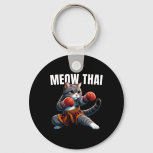 Funny Muay Thai Cat Meow Thai Boxing Martial Art K Nyckelring