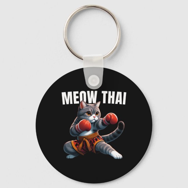 Funny Muay Thai Cat Meow Thai Boxing Martial Art K Nyckelring (Framsida)