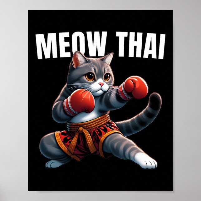 Funny Muay Thai Cat Meow Thai Boxing Martial Art K Poster (Framsidan)