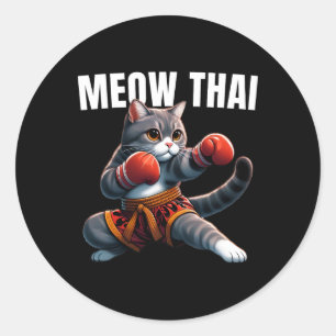 Funny Muay Thai Cat Meow Thai Boxing Martial Art K Runt Klistermärke