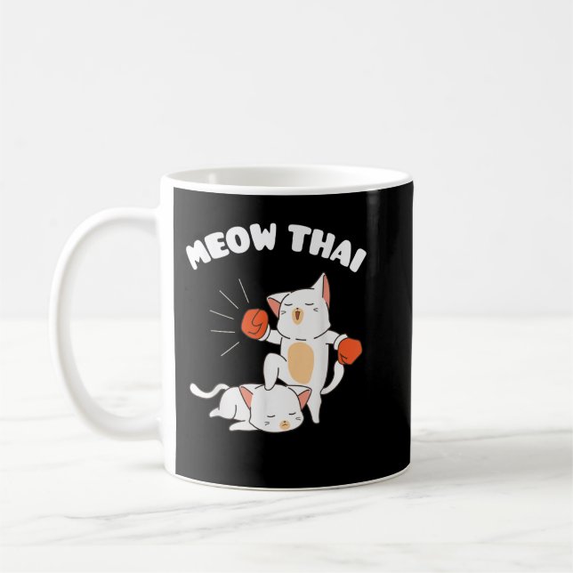 Funny Muay Thai Cats Thai Boxing Fighter Gift 779 Kaffemugg (Vänster)