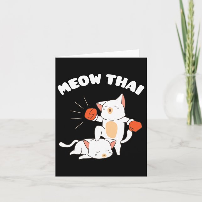 Funny Muay Thai Cats Thai Boxing Fighter Gift Kort (Framsida)