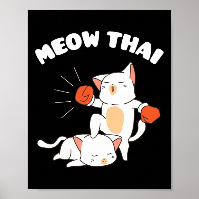 Funny Muay Thai Cats Thai Boxing Fighter Gift Poster (Framsidan)