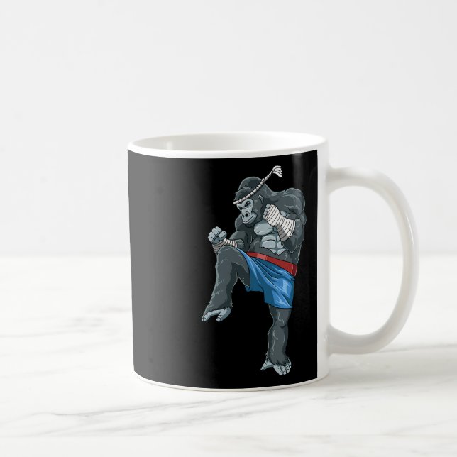Funny Muay Thai Gorilla - Thai Boxing Kaffemugg (Höger)